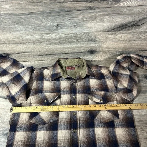 Allen Wickfield Shirt Mens Large Button Up Wool Blend Plaid Flannel - Picture 7 of 11